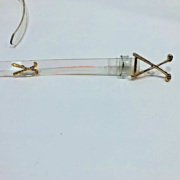 Golf Belt Clear PVC Medium Unisex Crossed Gold Tone Golf Clubs - Picture 5 of 5